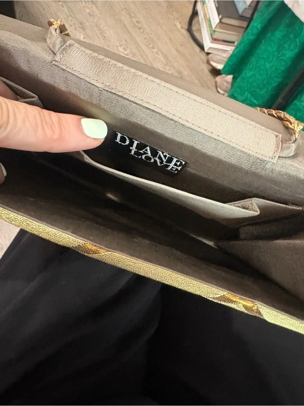 Vintage Diane Love Geometric Metallic Brocade Envelope Evening Bag